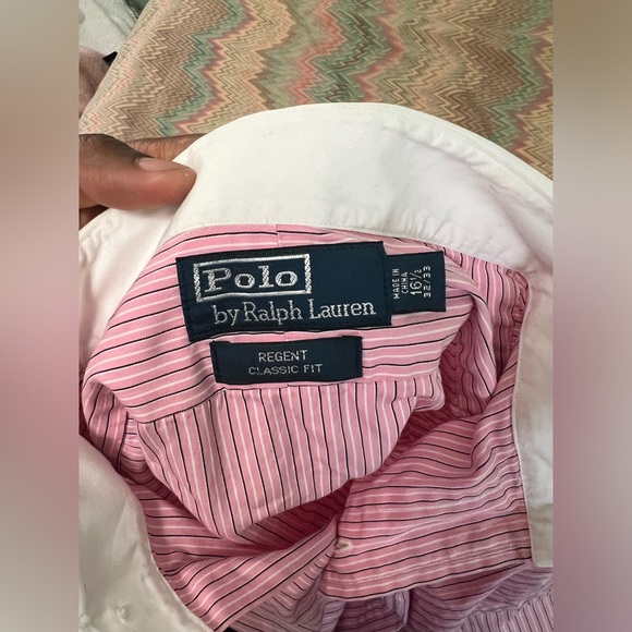 Polo by Ralph Lauren Pink Stripe Contrast Collar Dress Shirt 16.5 - Picture 11 of 11